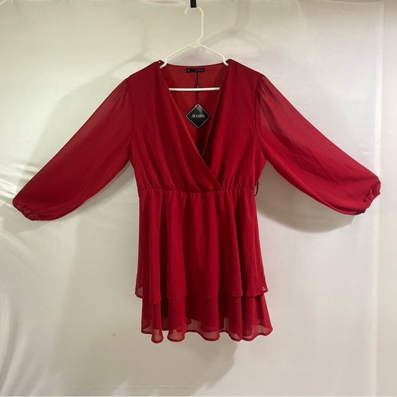 Jillumi Women's 8 Red Long Sleeve Dress - Picture 1 of 13
